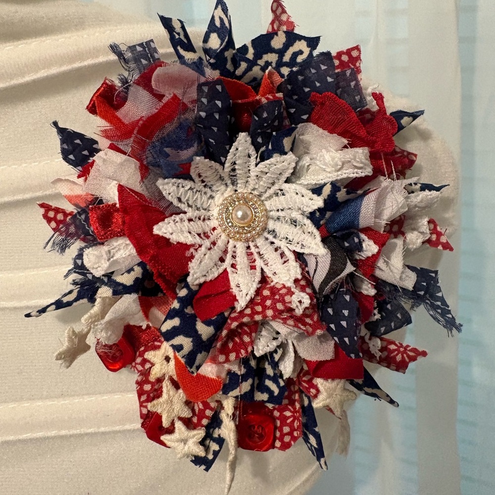 Patriotic Floral Brooch